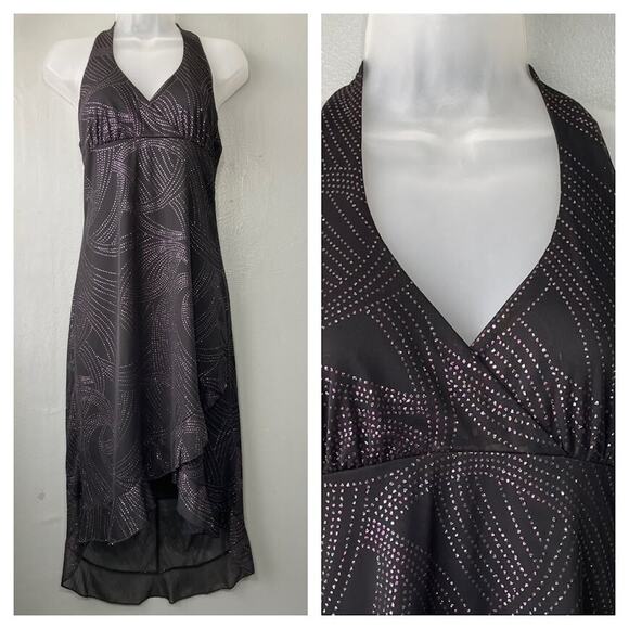 A. Byer Dresses & Skirts - A Byer Size Medium Sleeveless Black Glitter Babydoll Halter Dress Whimsigoth Y2K